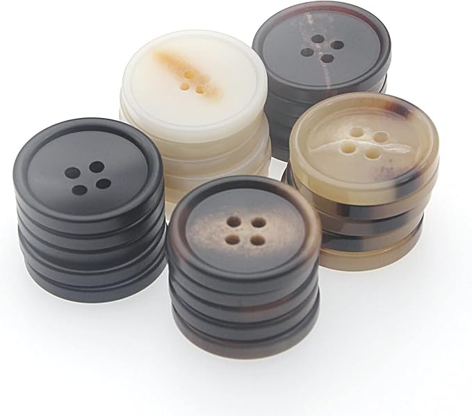 110Pcs Mixed Sewing Buttons, 4-Hole Round Bulk Resin Blazer Buttons for Sewing, Craft, Suit, Coats, Clothing, 5 Color 3 Size(15mm,20mm,25mm) Brown and White YIGUANXIN