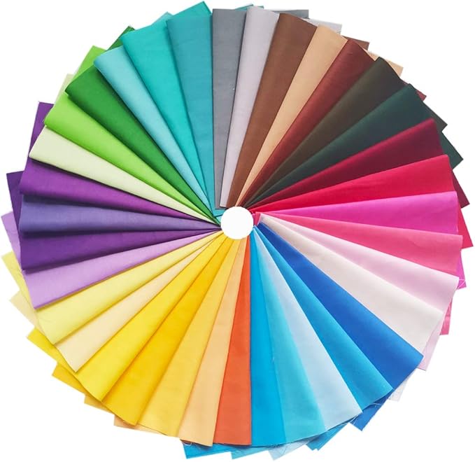 35 Pcs Quilting Fabric Bundles 8" x 8" (20cm×20cm) Solid Colors Pure Cotton, Precut Squares Sewing Quilting Patchwork Scraps for DIY Crafting