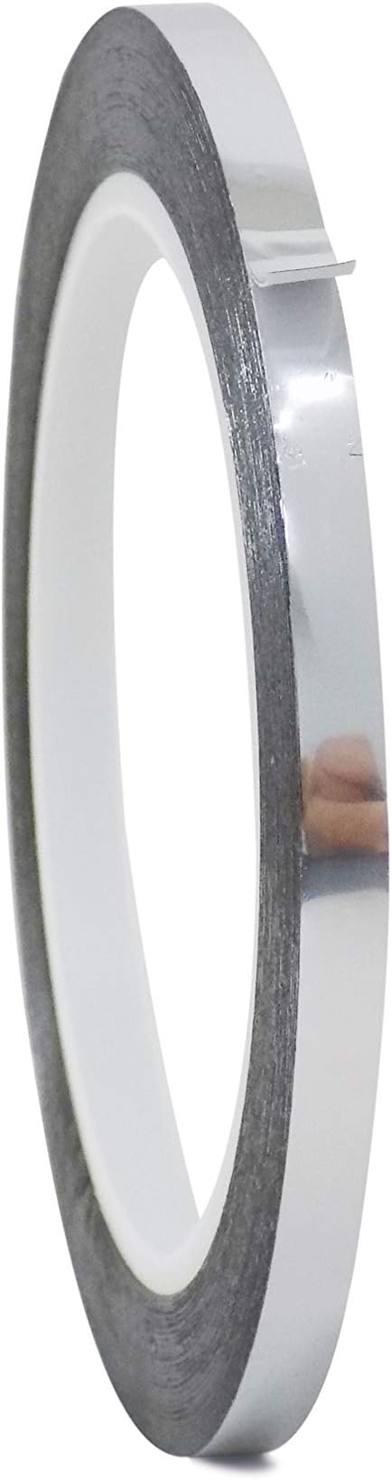 WOD MPFT2 Silver Metalized Polyester Mylar Film Tape with Acrylic Adhesive, 1/4 inch x 72 ft. Vibrant Mirror Silver Tape, Decor Tape for Detailing Accent Wall, Graphic Arts, Car and Boat Trim