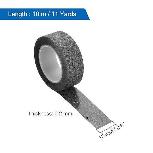 MECCANIXITY 4 Pcs 0.6 Inch x 11 Yards Glitter Washi Tape Black Crafting Tape Glitter Masking Tape Decorative Tape Self Adhesive Stick for Festival Decoration Scrapbooking,Planner,DIY