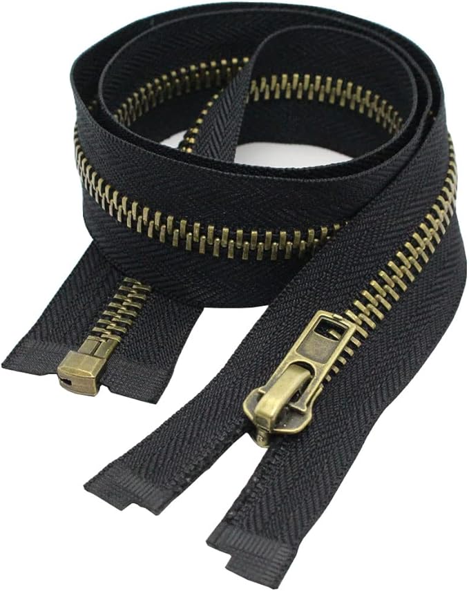 MebuZip #8 26 Inch Antique Brass Teeth Separating Jacket Zipper Right Handed Zipper Heavy Duty Metal Zippers for Men's Jackets Coats Sewing (26" RH)