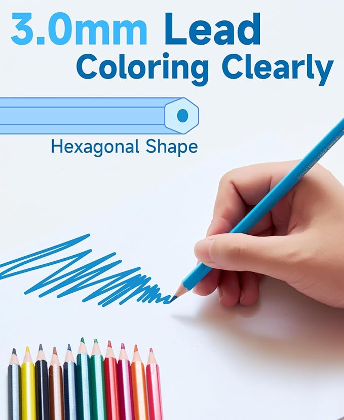 24 Pack Colored Pencils, Soft Core, 48 Count Pre-sharpened Coloring Pencils Bulk, Erasable Vibrant Colour Pencil for Painting, Drawing, Sketching, Ideal Back to School Supplies