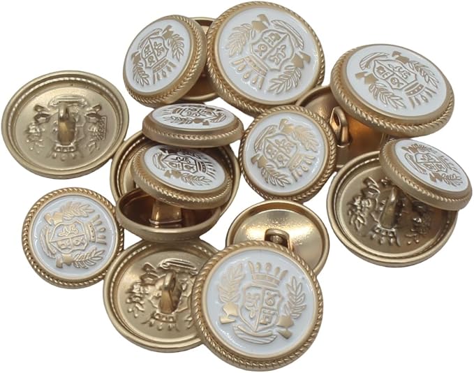 14 Pieces White Gold Metal Blazer Button Set 18mm 23mm for Blazers, Suits, Sport Coats, Uniform, Jackets (MBM36)