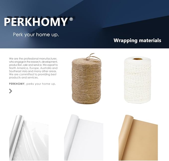 PerkHomy White Kraft Paper Roll 17.5" x 1,200" (100') for Gift Wrapping Bulletin Board Craft Art Bouquet Flower Packing Moving Shipping Floor Covering Table 70GSM 50LB (White, 17.5" x 100')