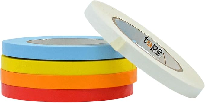 WOD CFTC6 Console Artist Tape Made in USA Rainbow, 1/2 inch x 60 yds. Set of 5 Rolls - Flatback Paper Marking/Labeling Tape Residue Free, for Watercolor Paper to Prevent Tearing