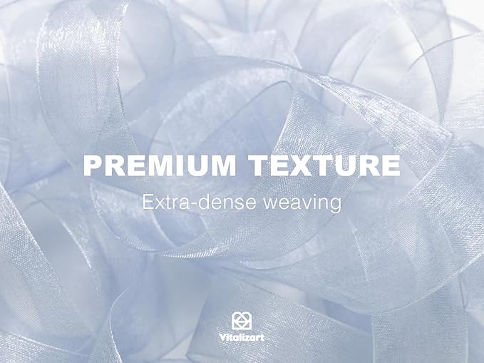 Vitalizart Blue & White Organza Sheer Ribbon 1 inch x 30 Yd Handmade Fabric Ribbons for Gift Wrapping Christmas Tree Crafts Bows Wedding Invitations Wreaths Wrap