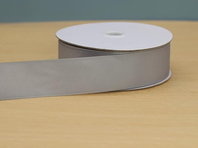 One Roll 50 Yards Soild Gray Grosgrain Ribbon 1 1/2 inch Flower Bouquets Ribbons- Thick Gift Wrapping Ribbon-DIY Crafts Bow Hair Headband Accessories Ribbons #09(38mm)