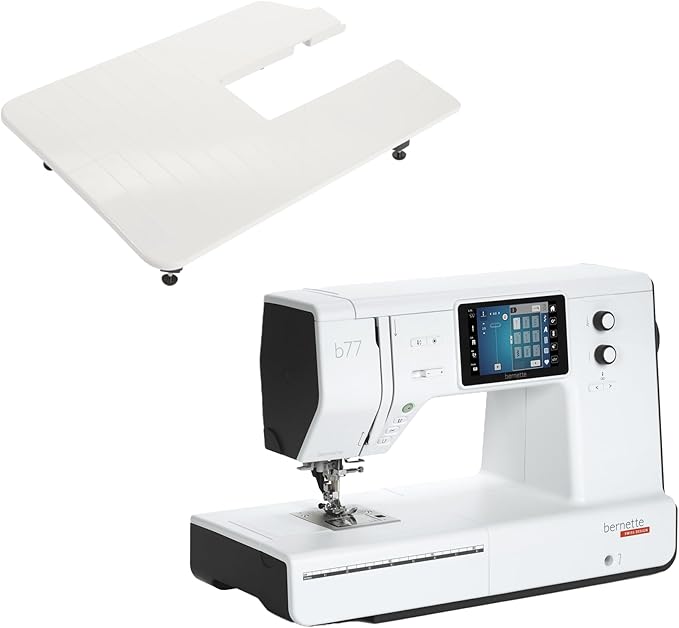 Bernette B77 Sewing and Quilting Machine With 60-Pc Sunset Thread Bundle - Versatile Stitches, Effortless Operation, and Spacious Workspace - Precision Control, LCD Display, and Memory Function