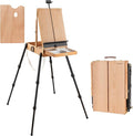 Falling in Art 4 Legs Beechwood French Easel - Portable Plein Air Studio Easel Stand with Bigger Storage Drawer, Full Size Sketchbox Travel Easel for Painting, Drawing, Artwork Display, Natural