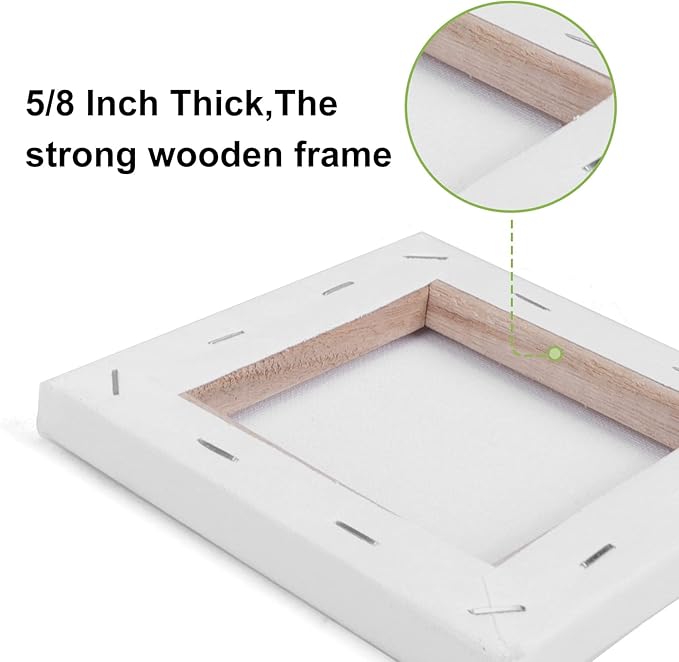 4 Packs Stretched Canvases for Painting with 3x5in,5x7in,8x10in,10x12in, Primed Canvas,Blank Painting Canvas for Oil & Acrylic Paint.