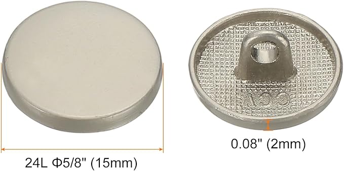 HARFINGTON 50pcs 24L Metal Round Flat Sewing Buttons 15mm Alloy Shank Craft Replacement Button for Men Women Suit Woolen Coat Shirt Trousers Sewing Crafts, Grey