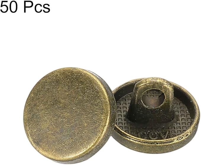 HARFINGTON 50pcs 16L Metal Round Flat Sewing Buttons 10mm Alloy Shank Craft Replacement Button for Men Women Suit Woolen Coat Shirt Trousers Sewing Crafts, Bronze