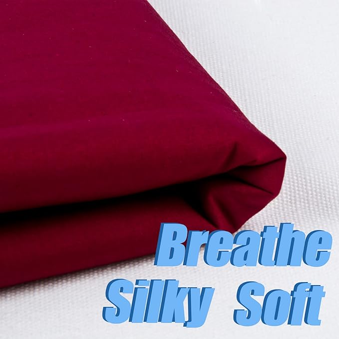 2 Yard Burgundy Cotton Fabric, Natural Cotton Poplin Fabric by The Yard, 59 Inches Wide 100% Cotton Fabric, Soft Embroidery Muslin Quilting Material for Sewing Material Apparel Cloth