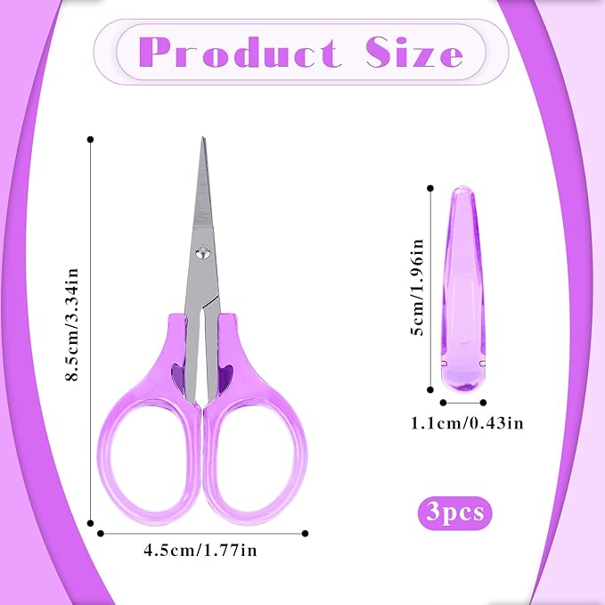 3Pcs Small Scissors All Purpose Craft Scissors Stainless Steel Scissors with Protective Cover Mini Detail Craft Scissors Precision Straight Fine Tips Design for Paper Cutting,Scrapbooking, Sewing