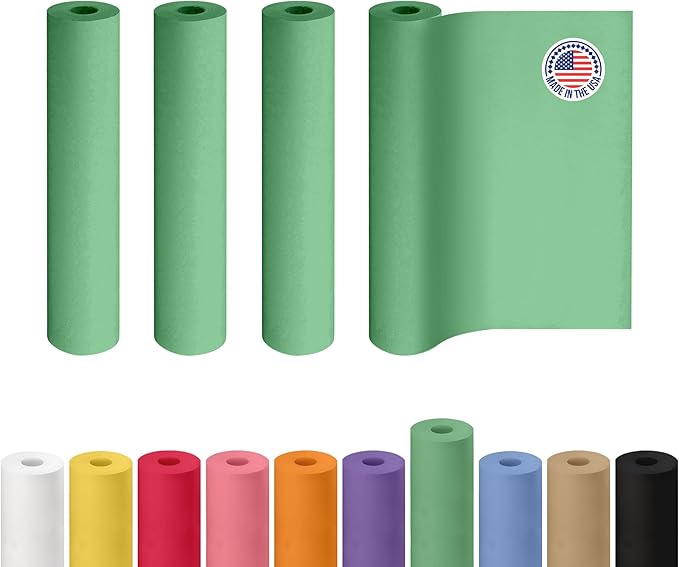 18" x 1200" (100 ft) Green Kraft Paper Roll, Pack of 4 - USA-Made Quality Craft Paper for Gift Wrapping, Kids' Arts & Crafts, School Projects - 100% Recycled, 50 lb Natural Material by IDL Packaging