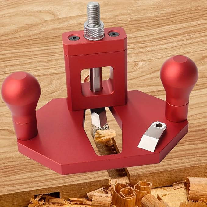 Router Plane Hand Wood Planer, Handheld Woodworking Tool, Woodworking Carpenter Tools Adjustable Woodcraft Trimming Knife Depth Stop Planer Wood Chamfering Slottinge (Red)