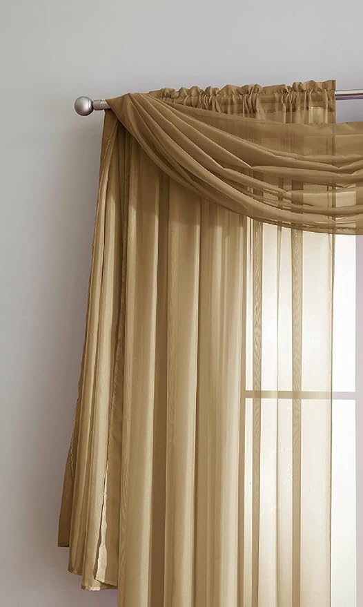 WARM HOME DESIGNS Wedding Arch Draping Fabric Bundle Has 2 216 Inch (18 Feet) Scarves in Caramel Gold & White Fabric for Wedding Decoration. AD White & Gold 216”