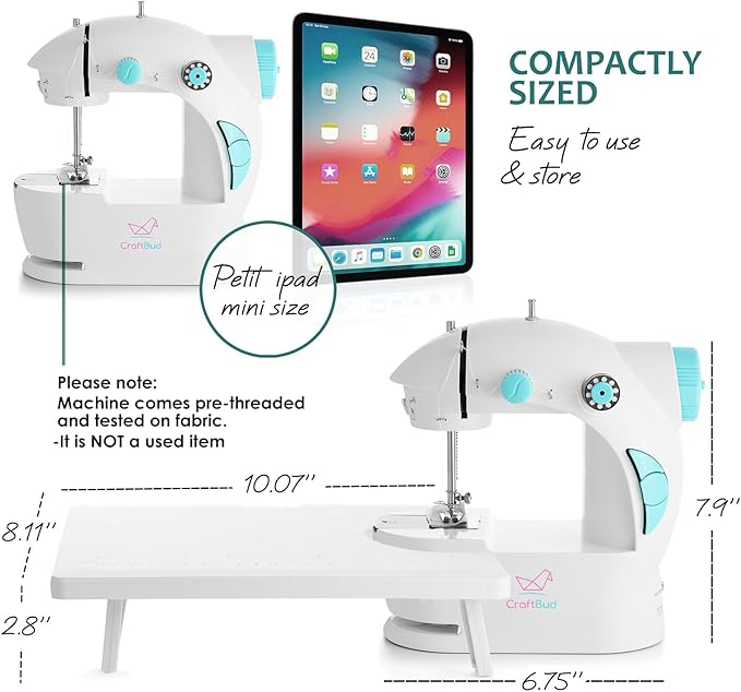 Mini Sewing Machine for Beginners, 122-Piece Portable Sewing Machine, Dual Speed Small Sewing Machine, Adults and Kids Sewing Machine, Travel Beginner Sewing Machines with Sewing Kit and Book, Blue