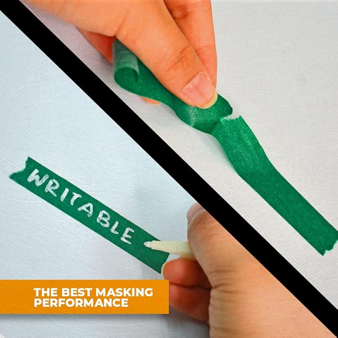 WOD MTC5 Colored Masking Tape, Red, 1/4 inch x 60 yds. Colorful Teacher Painters Tape for Fun DIY Art & Crafts, Lab Labeling, Writable & Classroom Decorations