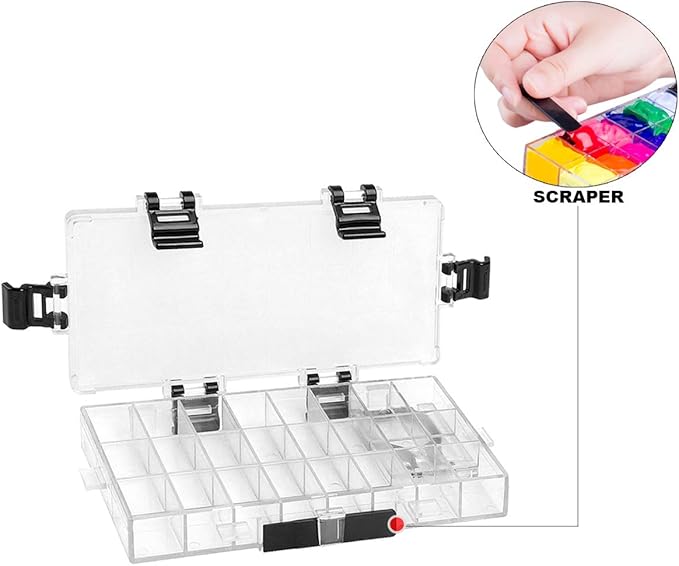 Transon Paint Storage Palette Box 24 Wells Airtight Stay Wet for Watercolor, Gouache, Acrylic and Oil Paint