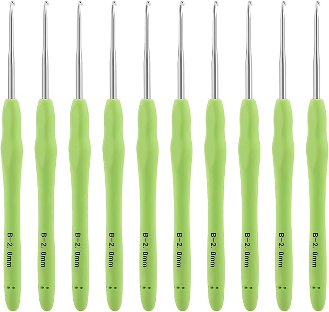 Vodiye 10pcs Crochet Hooks, Professional Extra Long 2mm, Ergonomic Handle, Crochet Needle for Beginners & Experienced Lovers