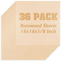 36 Pack Basswood Sheets, Plywood Board 1/8 Inch Unfinished Wood,3mm Plywood for Laser Cutting,Boards for Crafts for DIY Plywood Sheets Unfinished Wood Boards for Laser Cutting(16inchx16inch)