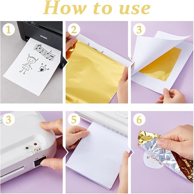 SUPERFINDINGS 1 Roll Gold Toner Reactive Foil 16.4Ftx7.7in Metallic Transfer Foil Paper Transfer Sheets for Laser Printer+Laminator DIY Craft Embossing Scrapbooking Cards Leather DIY Decoration