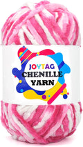 Velvet Chenille Yarn for Crocheting Pink Tone Fluffy Plush Thick Bulky Chunky Chenille Velvet Soft Baby Blanket Yarn for Crocheting Hand Knitting 100g-Pink Tone