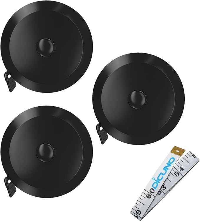 DiCUNO 60-Inch 1.5 Meter Soft and Retractable Measuring Tape,Pocket,Body Tailor Sewing Craft Cloth Dieting Tape Measure (3 Pcs of Black)