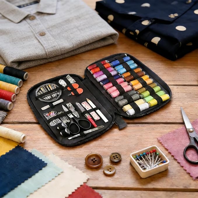 90pcs Sewing Kit, Portable Sewing Kit, Includes Scissors, Thread, Needles, Thimble and Measuring Tape, Perfect for Beginners and DIY Enthusiasts