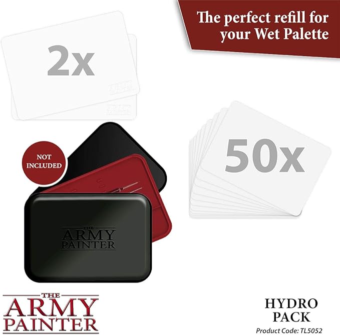 The Army Painter, Wet Palette Hydro Pack Refills, 50 Palette Sheets and 2 Sponges, Hydro Foam & Hydro Sheets, for Tabletop Wargaming Miniature Modeling