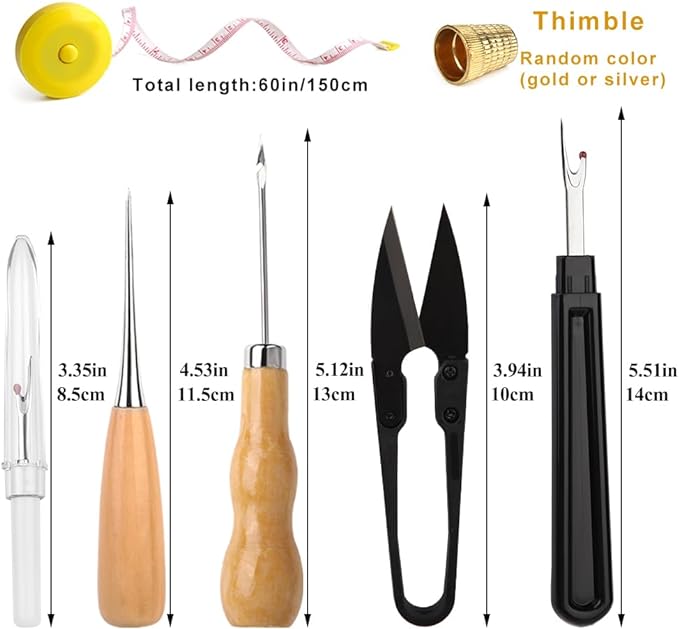 BAGERLA Upholstery Repair Sewing Kit Heavy Duty Sewing Kit with Awl Tools, Seam Ripper, Hand Stitching Needles, Upholstery Thread, Leather Craft Tool for Shoes Sofa Tent Carpet Craft DIY