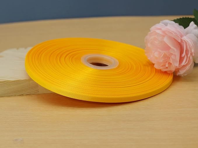 Jesep One Roll 100 Yards Soild Grosgrain Ribbon Boutique Gift Wrapping Package Ribbon, DIY Crafts Bow Hair Headband Accessories Assorted Ribbon #642 (1/4" 6mm, Gold)