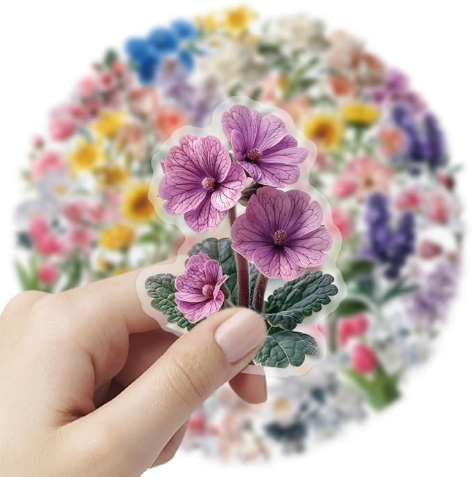 Various Colorful Flowers Stickers for Teens Boy Girls|50 Pcs|Unique Vinyl Waterproof Stickers for Laptop Computer Phone Tablet Flasks Notebook Scrapbook Water Bottle,Exquite Decals Pack(Flowers)