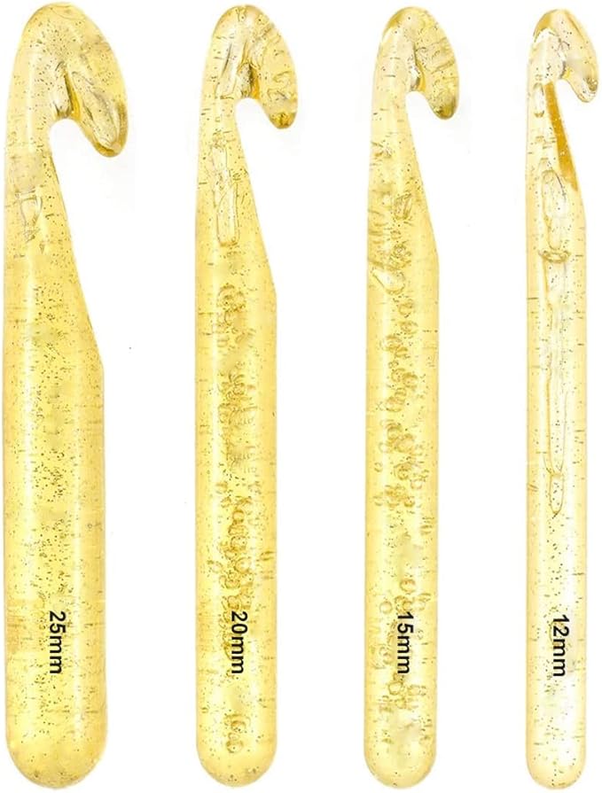 Mdoker Huge Crochet Hook Set Size 12mm(O)/15mm(P/Q)/20mm(S)/25mm(U) Large Crochet Hooks Needles for Giant Chunky Yarn Carpet Scarf Bulky Wool Roving Weaving