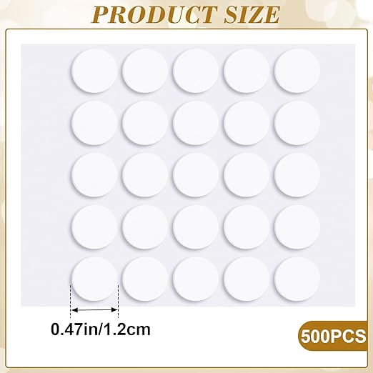 500pcs Foam Dual-Adhesive Dots, Self-Adhesive Mini Foam Dot Circles, Round EVA Tape for Wall Decoration Poster Greeting Cards Birthday Cards Invitation DIY Crafts- White