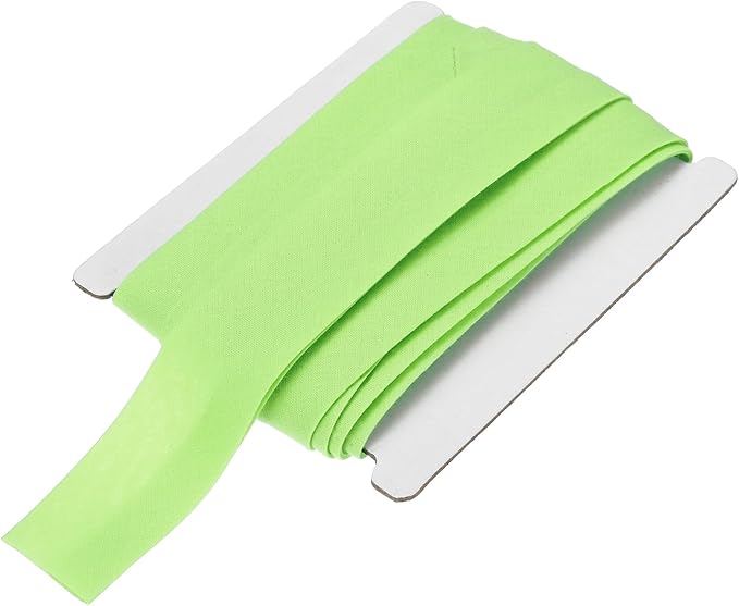 MECCANIXITY 1 Inch Double Fold Bias Tape Continuous Bulk Cotton Bias Tape for Sewing Seaming Quilting Hemming Binding Crafts (Green 6 Yards)