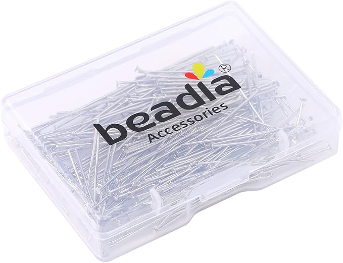 Platinum Plated Flat Head Pins Non Tarnish 30mm 200pcs for Jewelry Making Findings