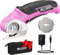 VLOXO Cardboard Cutter, Cordless Electric Scissors for Leather with Safety Lock, Box Cutter Electric Multi-Cutting Tools Rechargeable Powerful Scissors for Canvas Leather Plastic with Storage Box Pink