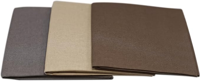 3 Pieces 18 x 21 Inches Cotton Fabric Precut Quilting Fabric Bundles Solid Colors Layer Cakes Quilt Material for DIY Craft Sewing Embroidery (GreyCoffee)
