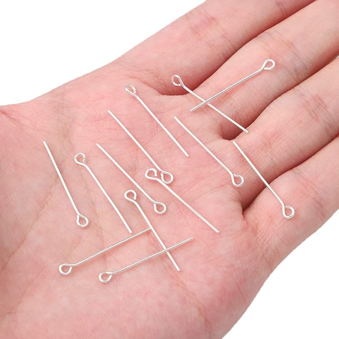Silver Plated Open Eye Pins Non Tarnish 25mm 200pcs for Jewelry Making Findings