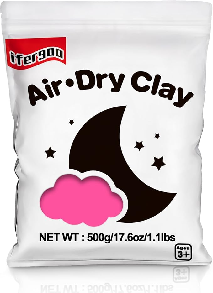 Ifergoo Pink Air Dry Modeling Clay- Moldable Cosplay, Air Dry, Squishy Molding Clay for Adult Arts & Craft Project, Fake Bake, Slime Supplies, 1.1LBS/500G