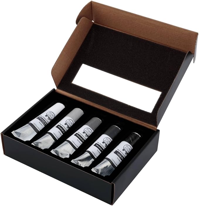 Tusc & Pine Artist Oil Paint - 40 ml Set of 5 - Greys - Non-Yellowing, Rich & Creamy Consistency, Maximum Pigment Load, Small Batch Milled Oil Paints Developed for Professional Artists