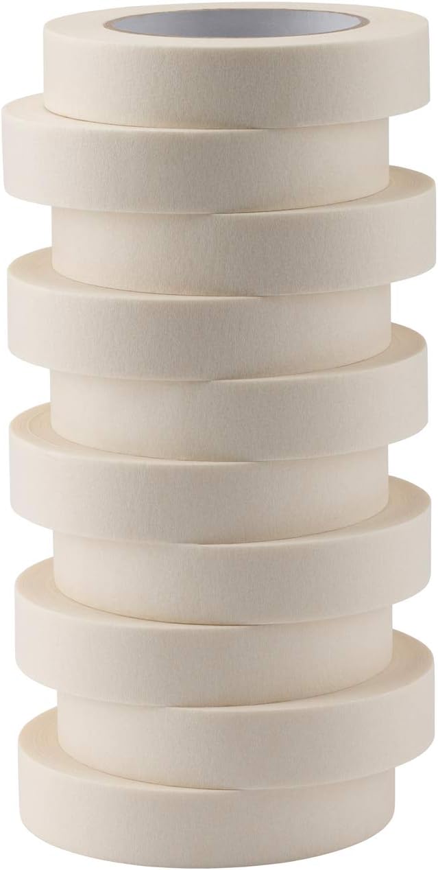 Lichamp Masking Tape 1 inch, 10 Pack General Purpose Masking Tape Bulk Multipack for Basic Use, 1 inch x 55 Yards x 10 Rolls (550 Total Yards)