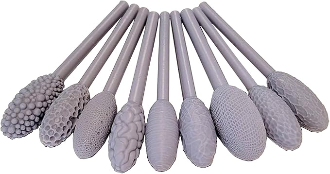 9-Piece Clay Texture Tool Kit with Rollers and Sculpting Tools for DIY Pottery and Modeling Clay Art (9 Pieces of Resin Textured Bars)