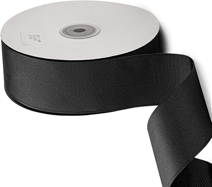 LIUYAXI 2" X 50 Yards Solid Black Grosgrain Ribbon, Perfect for Crafts, Wedding Decor, DIY Hair Accessories, Sewing, Gift Package Wrapping and More