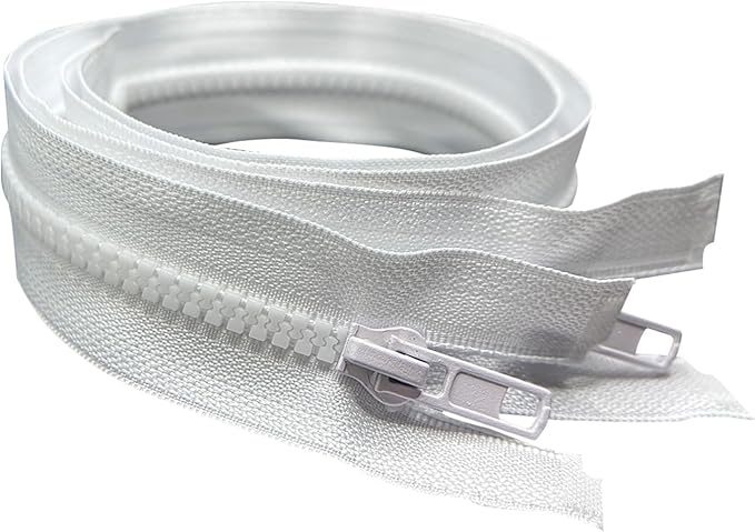 ANPURZII 2PCS #5 12 Inch White Separating Jacket Zippers for Sewing Coats, Molded Plastic Bulk Zippers(White 12" 2PCS)