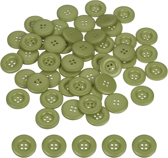 HARFINGTON 50pcs Sewing Button 23mm (7/8 Inch) 4 Holes Resin Thickened Round Crafting Replacement Buttons for Clothing DIY Crafts Decoration, Green