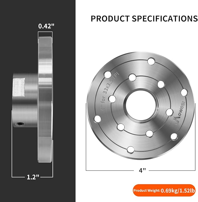 Wood Lathe Steel Faceplate 4",Faceplate for Wood Lathe,Lathe Face Plate Fit for M33x3.5 Spindle