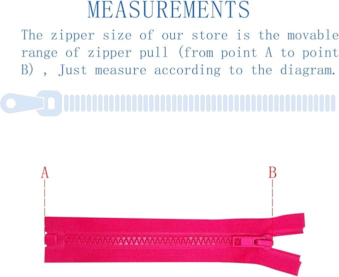 ANPURZII 2PCS #5 5 Inch Magenta Separating Jacket Zippers for Sewing Coats, Molded Plastic Bulk Zippers(Magenta 5" 2PCS)